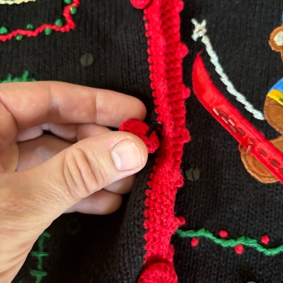 Vtg Nutcracker Womens Ugly Christmas Sweater Vest Size M Ginger Bread Ski Bear - Picture 8 of 11